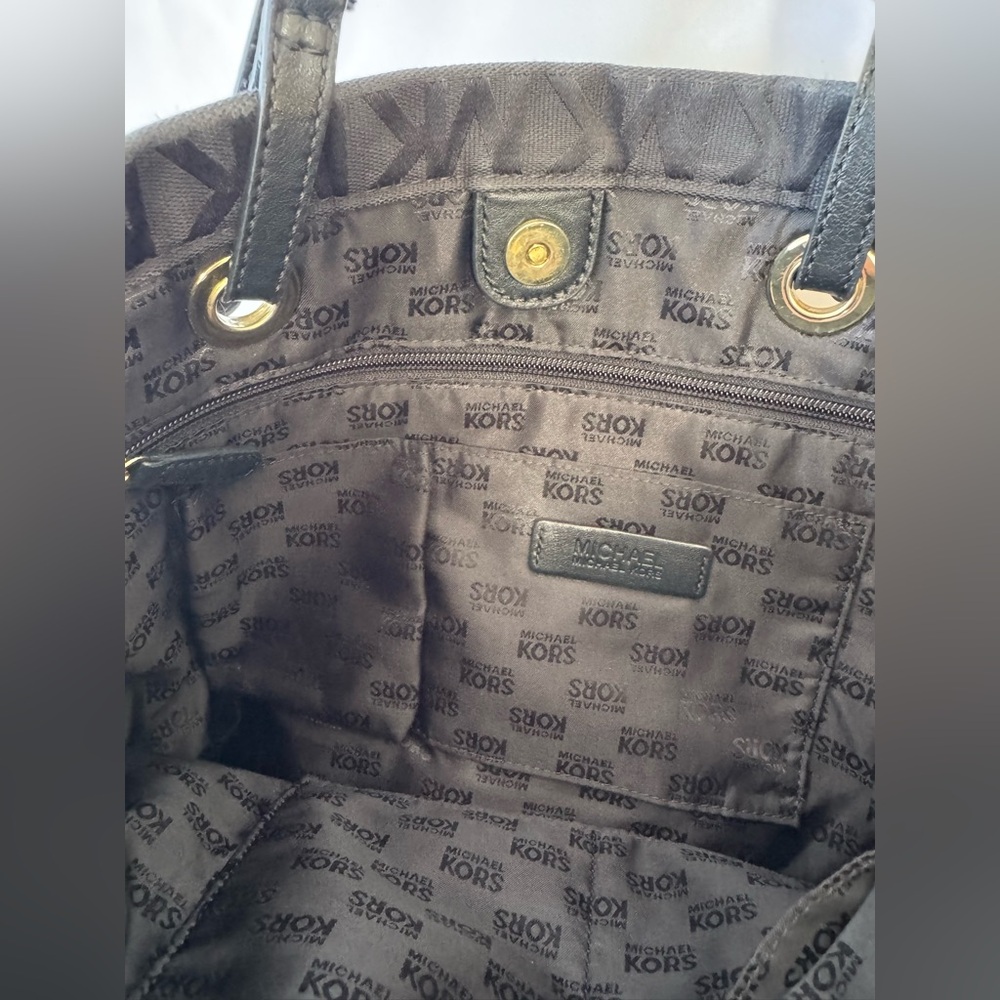 MICHAEL KORS Black/Black Monogram Fabric Tote - Picture 9 of 12